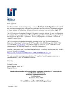 Radiology / Radiographer / Radiography / Lamar Institute of Technology / Technologist / American Society of Radiologic Technologists