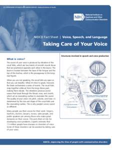 U.S. DEPARTMENT OF HEALTH AND HUMAN SERVICES ∙ National Institutes of Health  NIDCD Fact Sheet | Voice, Speech, and Language Taking Care of Your Voice Structures involved in speech and voice production