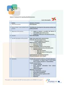 Annex 3: Framework for reporting identified practices Aveiro Municipality 1  Section