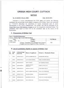 --  1 ORISSA HIGH COURT: CUTTACK NOTICE