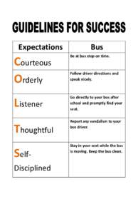 Expectations  Bus Courteous Orderly