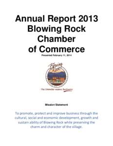 Annual Report 2013 Blowing Rock Chamber of Commerce Presented February 11, 2014