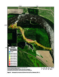 Figure 11. Hydrographic survey data for Kansas chute near Peru, Nebraska, 2011–13.