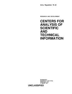 Army Regulation 70–22  RESEARCH AND DEVELOPMENT CENTERS FOR ANALYSIS OF