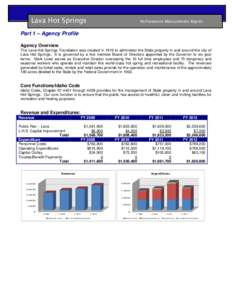 Lava Hot Springs  Performance Measurement Report Part 1 – Agency Profile Agency Overview