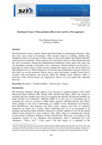 European Journal of Probation University of Bucharest www.ejprob.ro Vol. 3, No.2, 2011, pp 29 –46 ISSN: 2006 – 2203