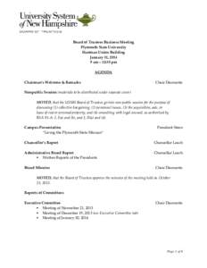 Board of Trustees Business Meeting Plymouth State University Hartman Union Building January 31, [removed]am – 12:30 pm AGENDA