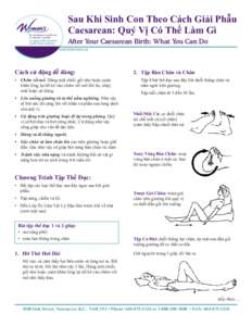 Sau Khi Sinh Con Theo Cách Giải Phẫu Caesarean: Quý Vị Có Thể Làm Gì After Your Caesarean Birth: What You Can Do www.bcwomens.ca  Cách cử động dễ dàng: