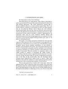 1. SUPERSTITIONS DIE HARD Mr. Henry Eaton writes from California:1 This letter betrays two superstitions. One of them is that India is