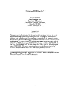 Historical Oil Shocks* James D. Hamilton [removed] Department of Economics University of California, San Diego December 22, 2010