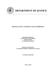 Transatlantic Antitrust: Past and Present