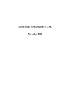 Instructions for Spreadsheet GPL