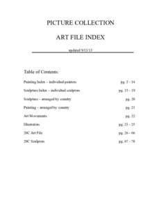PICTURE COLLECTION ART FILE INDEX updated[removed]Table of Contents: Painting Index – individual painters