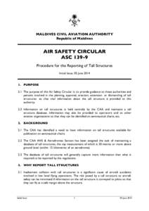 MALDIVES CIVIL AVIATION AUTHORITY Republic of Maldives AIR SAFETY CIRCULAR ASC[removed]Procedure for the Reporting of Tall Structures
