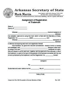 Assignment / Equity / Landlord–tenant law / Real estate / Rights / Secretary of State of Arkansas / Trademark / Transfer / Arkansas / Law / Civil law / Contract law
