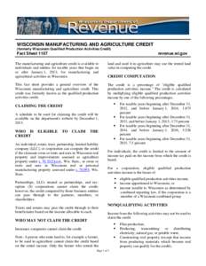 Manufacturing and Agriculture Credit Fact Sheet 1107