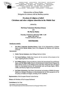 Subcommittee on Human Rights Delegation for relations with the Mashreq countries Freedom of religion or belief: Christians and other religious minorities in the Middle East chaired by