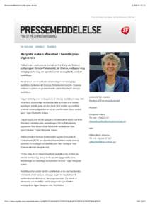 Pressemeddelelse fra Margrete Auken[removed]Hvis du ikke kan læse nyhedsbrevet, klik her.