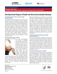 Developmental Origins of Health and Non-Communicable Diseases