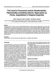 Zoology / Acanthocephala / Protostome / Veterinary parasitology / Syngnathidae / Acanthocephalans / Lined seahorse / Seahorse / Glugea / Parasitism / Hippocampus / Biology