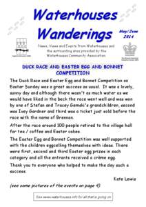 Waterhouses Wanderings Registered Charity number[removed]May/June 2014