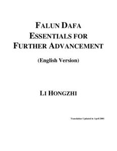 FALUN DAFA ESSENTIALS FOR FURTHER ADVANCEMENT (English Version)  LI HONGZHI