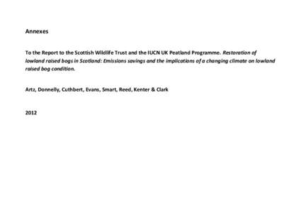 Annexes To the Report to the Scottish Wildlife Trust and the IUCN UK Peatland Programme. Restoration of lowland raised bogs in Scotland: Emissions savings and the implications of a changing climate on lowland raised bog 