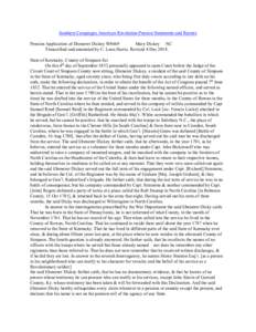 Southern Campaigns American Revolution Pension Statements and Rosters Pension Application of Ebenezer Dickey W8669 Mary Dickey NC Transcribed and annotated by C. Leon Harris. Revised 4 Dec[removed]State of Kentucky, County