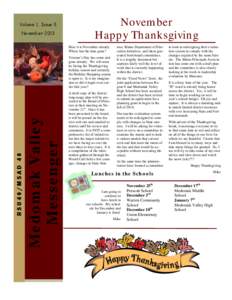 Volume 1, Issue 5 November 2013 November Happy Thanksgiving Here it is November already.