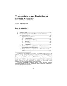 Trustworthiness as a Limitation on Network Neutrality2