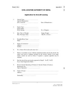 Form CAppendix-1 CIVIL AVIATION AUTHORITY OF NEPAL Application for Aircraft Leasing