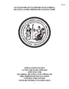 STATE BOARD OF EXAMINERS OF PLUMBING, HEATING, & FIRE SPRINKLER CONTRACTORS  APPLICATION PACKET