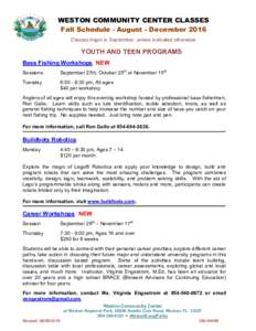 WESTON REGIONAL PARK CHILDREN/YOUTH PROGRAMS