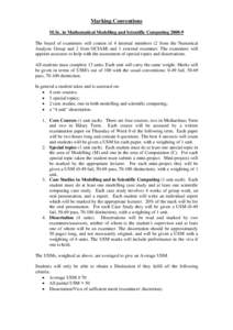 PROGRAMME SPECIFICATION FOR MSc IN MATHEMATICAL MODELLING AND SCIENTIFIC COMPUTING