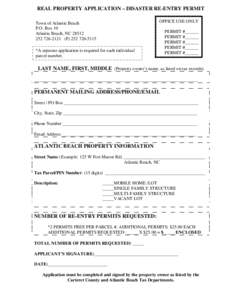 RESIDENTIAL APPLICATION FOR DISASTER RE-ENTRY PERMIT