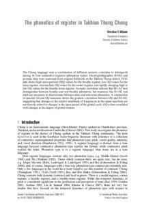 The phonetics of register in Takhian Thong Chong Christian T. DiCanio Department of Linguistics