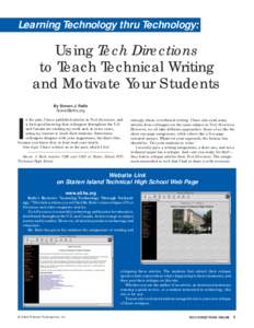 Learning Technology thru Technology:  Using Tech Directions to Teach Technical Writing and Motivate Your Students By Steven J. Raile