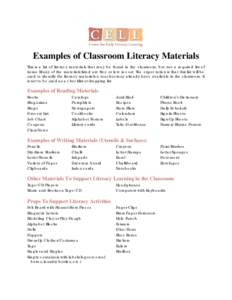 Examples of Home Literacy Materials