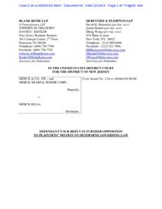Case 2:16-cvES-MAH Document 59 FiledPage 1 of 7 PageID: 856  BLANK ROME LLP A Pennsylvania LLP STEPHEN M. ORLOFSKY DAVID C. KISTLER
