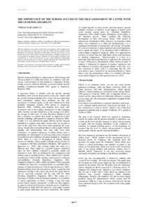 JOURNAL OF INTERDISCIPLINARY RESEARCH  AD ALTA THE IMPORTANCE OF THE SCHOOL SUCCESS IN THE SELF-ASSESSMENT OF A PUPIL WITH THE LEARNING DISABILITY