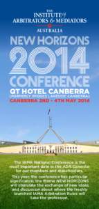 New Horizons  2o14 Conference  QT HOTEL CANBERRA