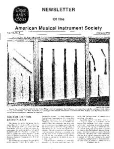 NEWSLETTER Of The American Musical Instrument Society Vol. xx, No.1