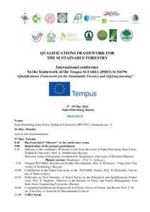 МЛХ РМЭ РМЭ QUALIFICATIONS FRAMEWORK FOR THE SUSTAINABLE FORESTRY International conference