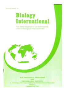 SPECIAL ISSUE - 5  International The News Magazine of the International Union of Biological Sciences (IUBS)