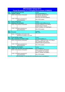 NFZ-Summer School 2012: Forest Economics in a Changing Environment (FORECE) Day[removed]Day 2