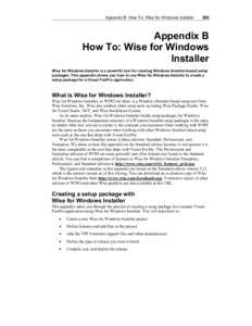Appendix B: How To: Wise for Windows Installer  369 Appendix B How To: Wise for Windows