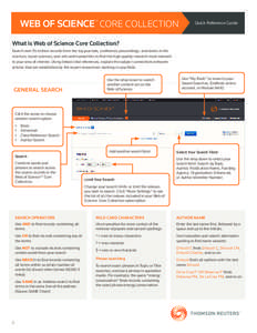 WEB OF SCIENCE™ CORE COLLECTION  Quick Reference Guide What is Web of Science Core Collection? Search over 55 million records from the top journals, conference proceedings, and books in the