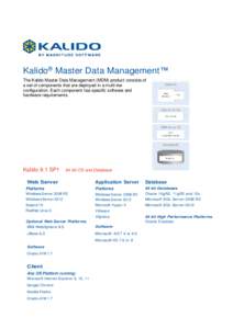 Kalido® Master Data Management™ The Kalido Master Data Management (MDM) product consists of a set of components that are deployed in a multi-tier configuration. Each component has specific software and hardware requir