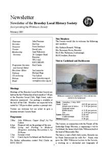 Newsletter Newsletter of the Broseley Local History Society Incorporating the Wilkinson Society February 2005 New Members Chairman
