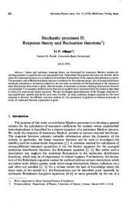 Helvetica Physica Acta, Vol[removed]), Birkhliuser Verlag, Basel  202 Stochastic processes II: Response theory and fluctuation theorems 1)